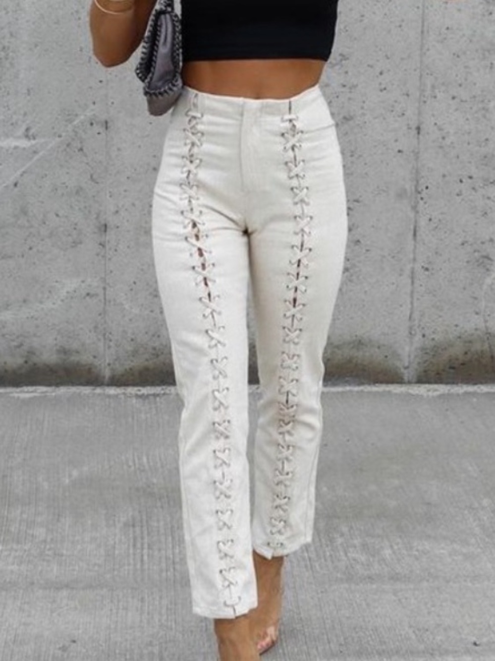 Vici lace up denim